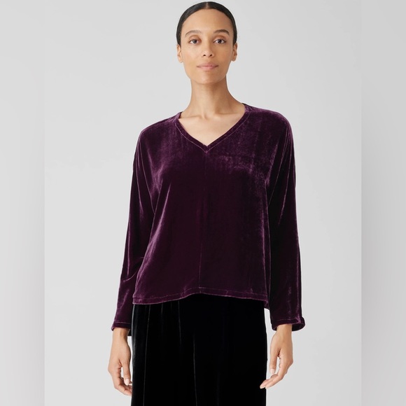 NWT Eileen Fisher
Silk Velvet V- Neck Long
Dolman Sleeve Boxy Top - Picture 2 of 8